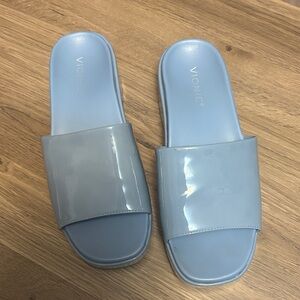Vionic Women's Glossy Light Blue Slide Sandals
